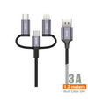 Cable Nylon de aluminio 1.2 M USB 3 en 1 - C01A