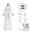 Car Charger 2U 2.4A + Cable Micro-USB - F21B