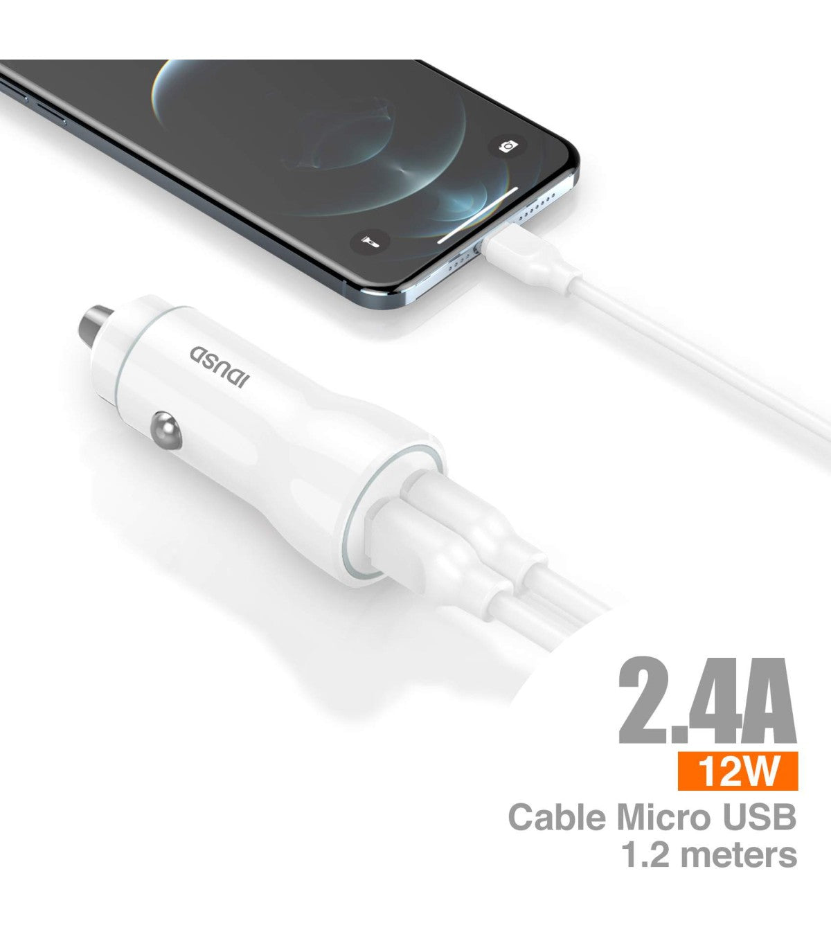 Car Charger 2U 2.4A + Cable Micro-USB - F21B