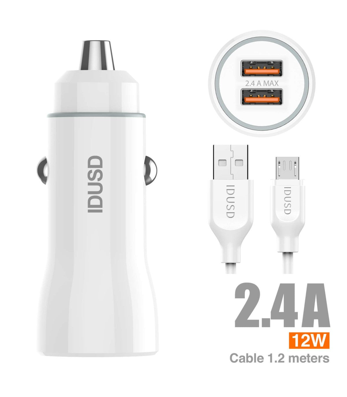 Car Charger 2U 2.4A + Cable Micro-USB - F21B